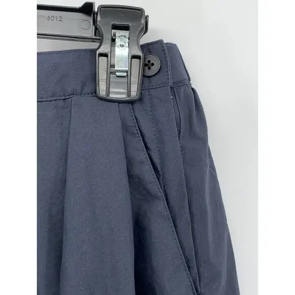 MUJI Women's Navy Blue Elastic-Waist A-Line Relaxed Fit Cotton-Blend Skirt SZ S - Picture 4 of 11